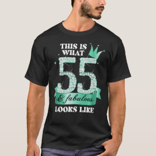 55 & Fabulous I Türkise Black Party Group Foto T-Shirt