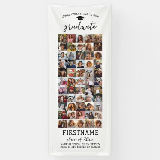 55 Foto Collage Abschluss Moderner Minimal Weiß Banner (Vertikal)