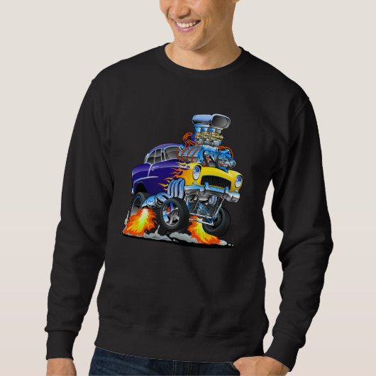 55 Funny Car Flaming Drag Track Bestie Sweatshirt (Vorderseite)