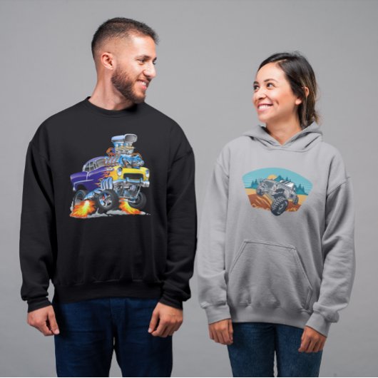 55 Funny Car Flaming Drag Track Bestie Sweatshirt