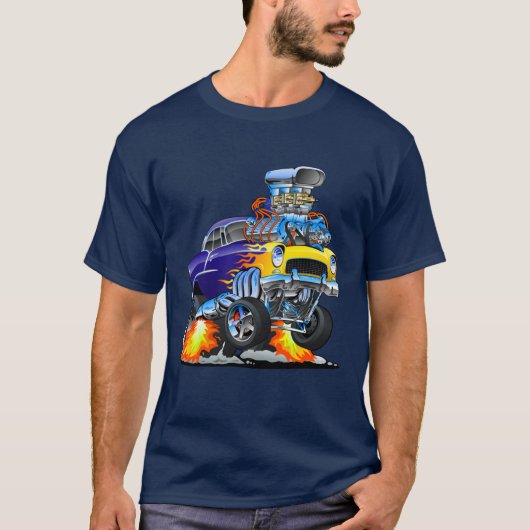 55 Funny Car Flaming Drag Track Bestie T-Shirt (Vorderseite)