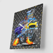 55 Funny Car Metal Diamond Schachbrett Plate Quadratische Wanduhr (Winkel)