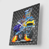 55 Funny Car Metal Diamond Schachbrett Plate Quadratische Wanduhr (Winkel)