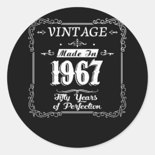 55. Geburtstag 1967 Jahr der Perfektion Geschenkid Runder Aufkleber