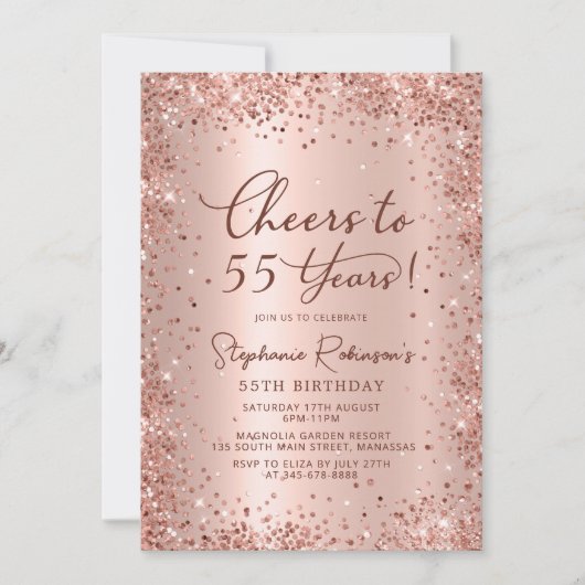 55. Geburtstag - 55. Rose Einladung (Vorderseite)