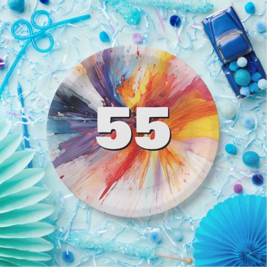 55. Geburtstag, Anstrich Pappteller (Party)