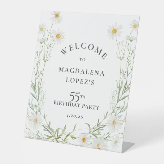 55. Geburtstag April Geburtstagsblume Gänseblümche Sockelschild (Vorderseite)