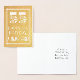 55. Geburtstag – Art Deco inspirierter Look "55" + Folienkarte