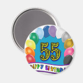 55. Geburtstag Balloons Design Magnet (Vorderseite/Rückseite)