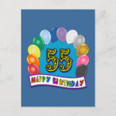 55. Geburtstag Balloons Design Postkarte (Vorderseite)