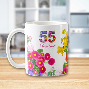 55. Geburtstag Boho Floral 55 Individuelles Gesche Kaffeetasse