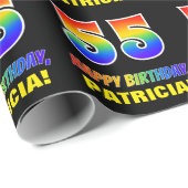55. Geburtstag: Bold, Fun, Simple, Rainbow 55 Geschenkpapier (Rolleneckpunkt)