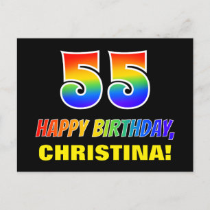 55. Geburtstag: Bold, Fun, Simple, Rainbow 55 Postkarte