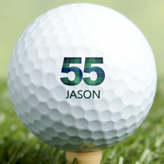 55. Geburtstag Bruder Geschenk 55 Grün Blau Karier Golfball