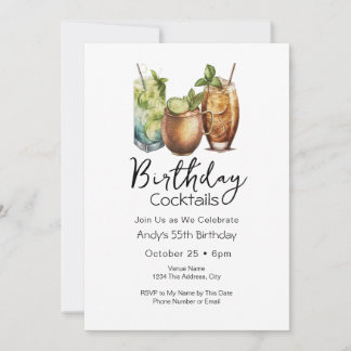 55. Geburtstag Cocktails Lässige Einladung