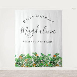 55. Geburtstag Dezember Geburtstag Blume Hintergru Wandteppich