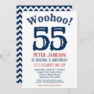 55. Geburtstag Einladung Mens Navy Blue