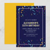 55. Geburtstag Einladungen Männer Confetti Einfach (Vorne/Hinten)