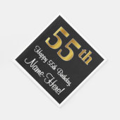 55. Geburtstag ~ Elegante Luxuriöse Imitate Gold L Serviette (Ecke)