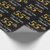 55. Geburtstag: Elegante Luxuriöse Imitate Gold Lo Geschenkpapier (Ecke)