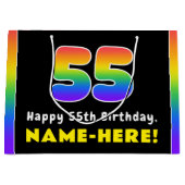 55. Geburtstag: Farbiger Regenbogen # 55, Individu Große Geschenktüte (Vorderseite)