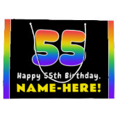 55. Geburtstag: Farbiger Regenbogen # 55, Individu Große Geschenktüte (Rückseite)