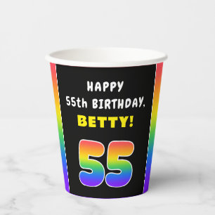 55. Geburtstag: Farbiger Regenbogen # 55, Individu Pappbecher