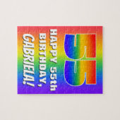 55. Geburtstag: Farbiges, lustiges Regenbogenmuste Puzzle (Horizontal)