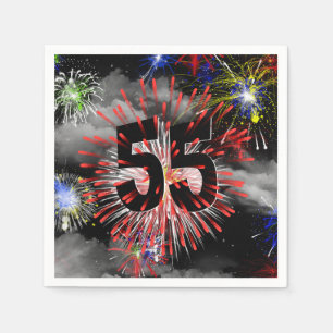 55. Geburtstag Feuerwerk in Wolken Napkins Serviette