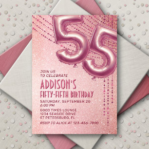 55. Geburtstag Frauen Rose Gold Einladung