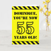 55. Geburtstag: Fun Stencil Style Text, Individuel Karte (Gelbe Blume)