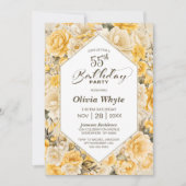55. Geburtstag Gelbes Rosenblumengebirge Party Einladung (Vorderseite)