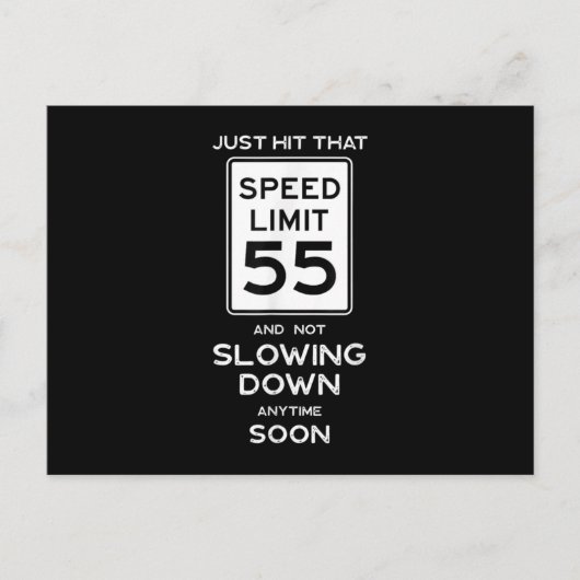 55. Geburtstag Geschwindigkeitsbegrenzung Auto Mec Ankündigungspostkarte (Vorderseite)