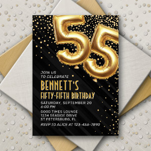 55. Geburtstag Gold Black Einladung
