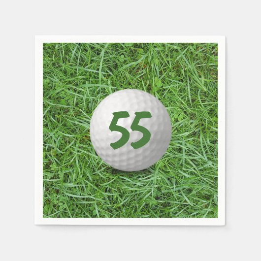 55. Geburtstag Golf Ball auf Grass Napkins Serviette (Vorderseite)