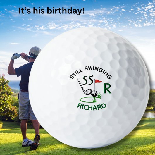 55. Geburtstag Herren Monogramm Name Golfball
