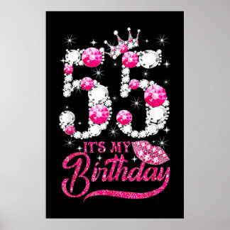 55. Geburtstag High Heel Schuhe Krone Diamond Poster