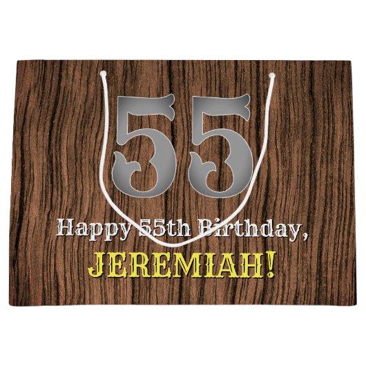 55. Geburtstag: Inspirierter Country Western Look, Große Geschenktüte (Vorderseite)