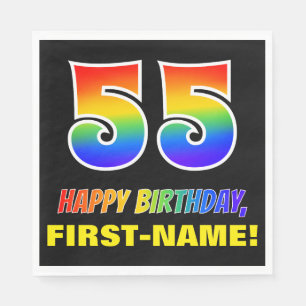 55. Geburtstag: kühl, Spaß, einfach, Regenbogen Serviette