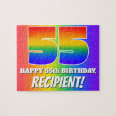 55. Geburtstag — mehrfarbiges Regenbogenmuster "55 Puzzle (Horizontal)