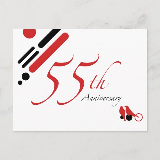 55. Geburtstag (Mod-Vögel) Postkarte (Vorderseite)