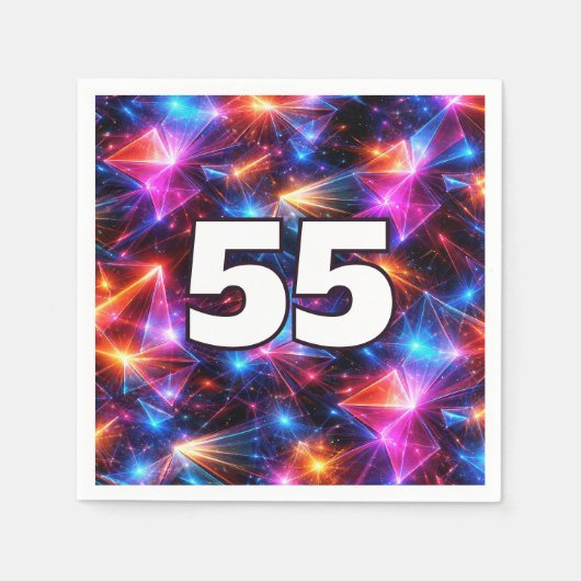 55. Geburtstag Neon-Polygon abstrakt Serviette (Vorderseite)