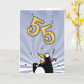 55. Geburtstag - Pinguin-Überraschungs-Karte Karte (Gelbe Blume)