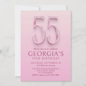 55. Geburtstag Pink Diamonds Einladung (Vorderseite)
