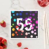55. Geburtstag Rainbow Dots auf Black Serviette (Beispiel)