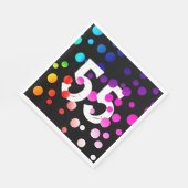 55. Geburtstag Rainbow Dots auf Black Serviette (Ecke)