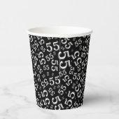 55. Geburtstag Random Zahlenmuster Schwarz/Weiß 55 Pappbecher (Rechts)