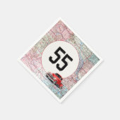 55. Geburtstag Red Retro Truck auf Roadmap Serviette (Ecke)