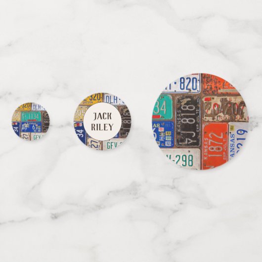 55. Geburtstag Retro License Teller Konfetti (Rückseiten)