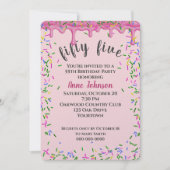 55. Geburtstag rosa Icing und Sprinklen Einladung (Vorderseite)
